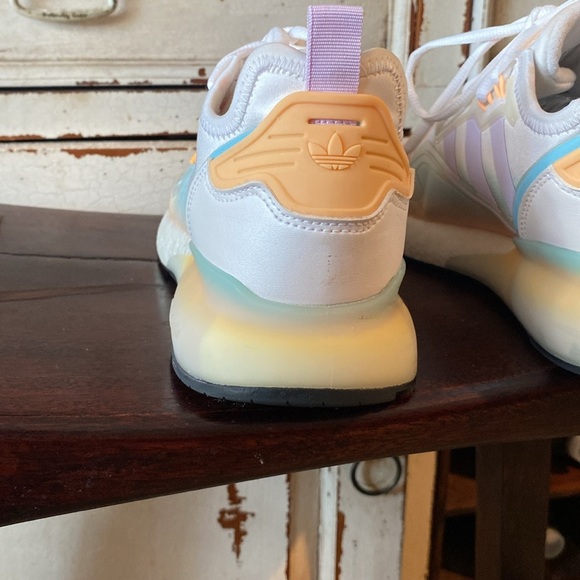 adidas Originals ZX 2K BOOST W White Blue Pink Orange Women Casual Shoes - Picture 2 of 9